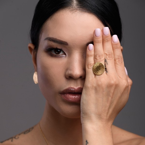 Image FJ LINE COIN GOLD RING 2